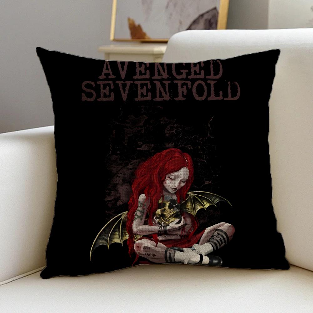 Cushion Cover Cushion Cover Pillowcase, Anti-Mite Invisible Zipper, Linen Sofa Cushion A-Avenged S-Sevenfold