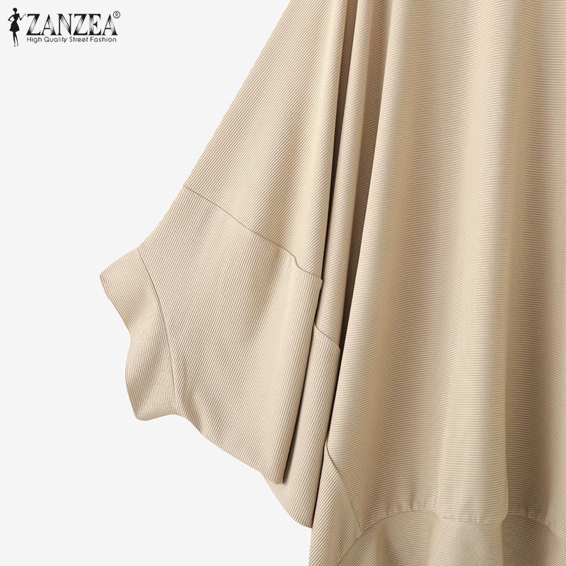 ZANZEA Women Casual Round Neck Batwing Sleeve Loose Blouse