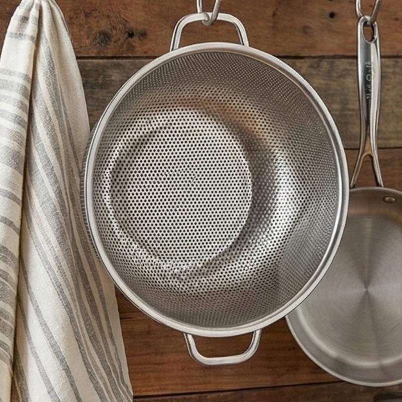 Durable Nonrust Steel Kitchen Strainer Elevated Base Design for Dry Food Handling Fine Meshes Filter Rusts Proof