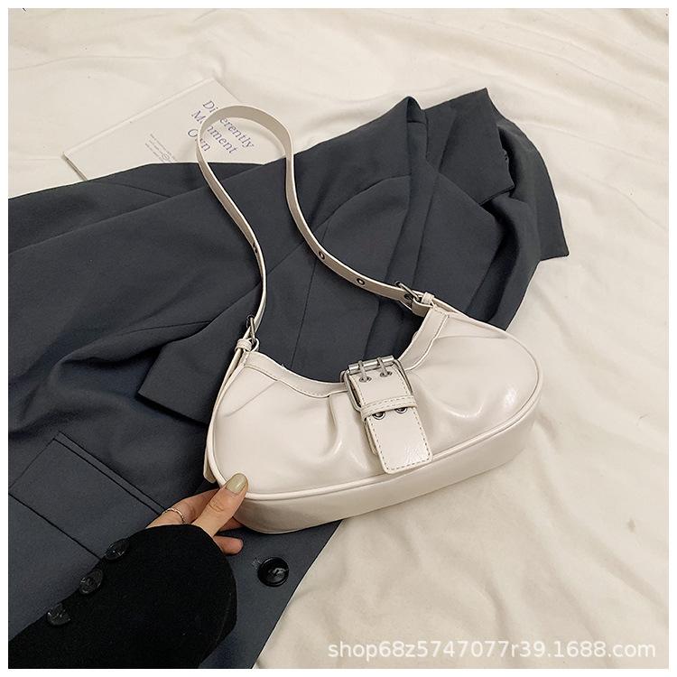 Niche retro underarm bag women's 2025 new Spice Girl style fashion commuting crescent bag shoulder messenger bag