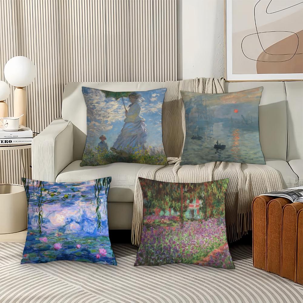 Art Claude Monet Pillow Case Office Cushions Suitable For Sofa Car Bedroom Decorative Cushion Cover