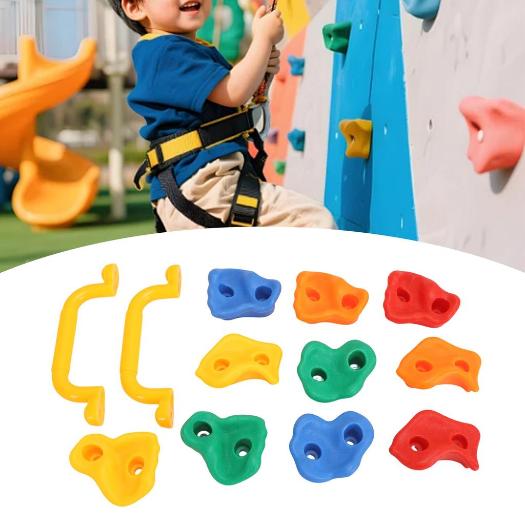 Rock Climbing Holds with Handles Mounting Hardware Multi Colored Rock Wall Climbing Kit for Indoor Outdoor