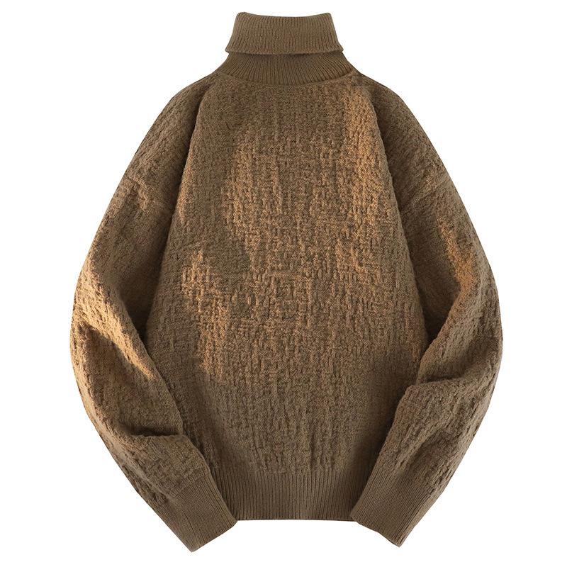 White Pullover Turtleneck Men's Knitted Sweater Autumn and Winter New Trendy Brand Loose Casual Student Sweater