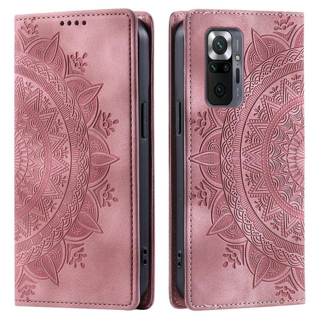 For Xiaomi Redmi Note 10 Pro 4G Mandala Embossed PU Leather Flip Wallet Case Magnetic Closure Cover