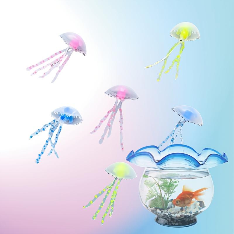 Set aus 2 leuchtenden realistischen Quallen-Aquariumdekorationen - Mehrfarbige fluoreszierende schwebende Aquariumornamente.