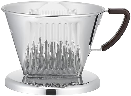 

Kalita SS102 Stainless Steel Coffee Dripper (2-4 servings) - Made in Japan. This stylish drip coffee maker is perfect for camping, outdoor activities,