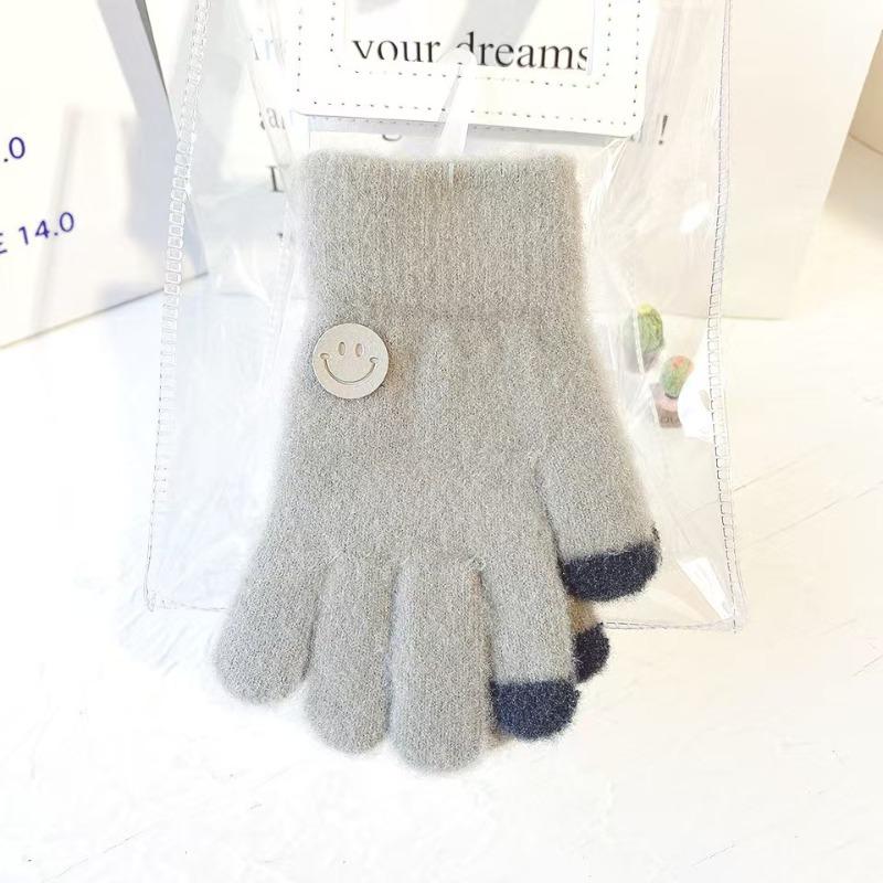 Children's Gloves, Thin Boys, Babies, Boys and Girls, Winter Girls, Five Fingers To Keep Warm, Smiling Faces, Elementary School Students Winter