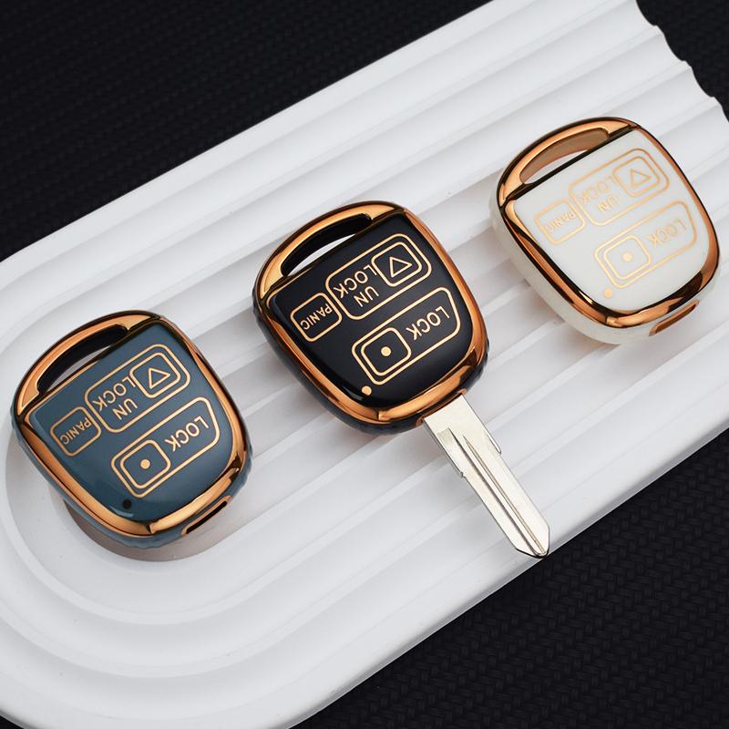 Bilnyckelfodral med 2 3-knappars skalskydd för Lexus RX 330 Is200 för Toyota Avensis Yaris Camry 30 RAV4 Land Cruiser 120 Prado Corolla Land Cruiser