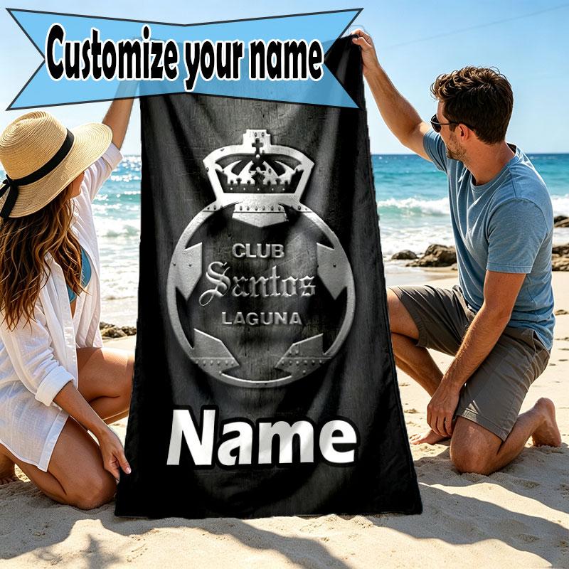 Custom Name Personalized Club Santos Laguna Print Beach Towel, for Trip Camping Beach Party Home Decor, Birthday Gift for Family & Friends