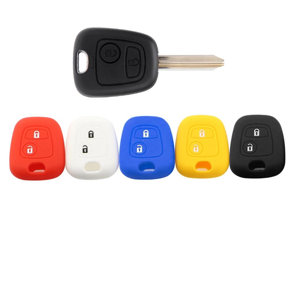 2 Buttons Silicone Case For Peugeot 107 206 307 207 408 For Citroen C2 C3 C4 Berlingo Xsara Picasso For Toyota Aygo Straight Key