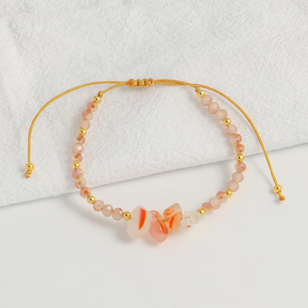 Resin Beaded Necklace Natural Stone Chip Pendant Adjustable Choker Fashion Jewelry Gift for Women