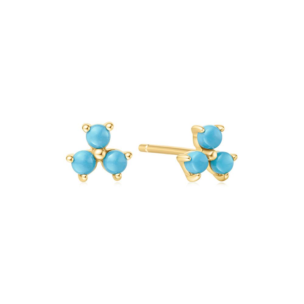 Ania Haie Gold Turquoise Lotus Stud 925 Silver Earrings E063-04G
