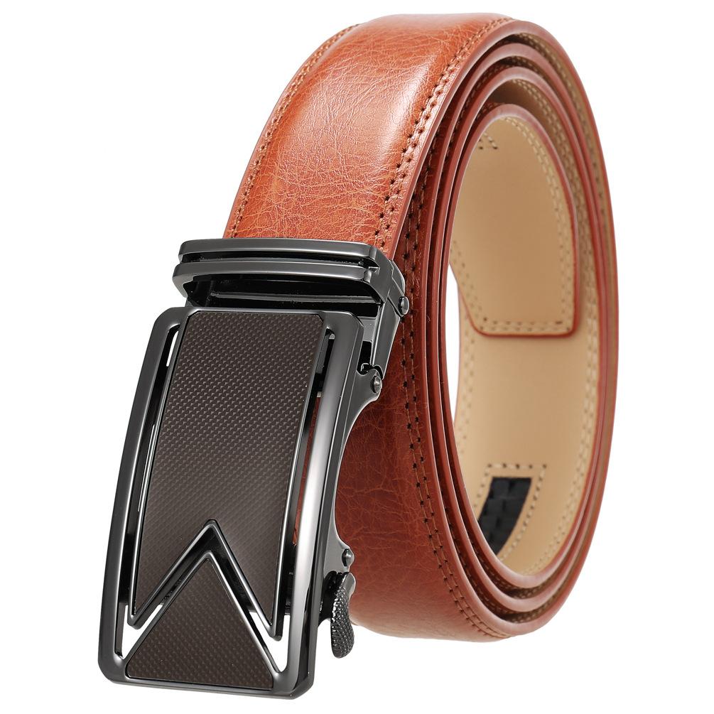 Men'S Belt Two-Layer Cowhide Automatic Buckle Belt, Business Belt Ly180-242-1