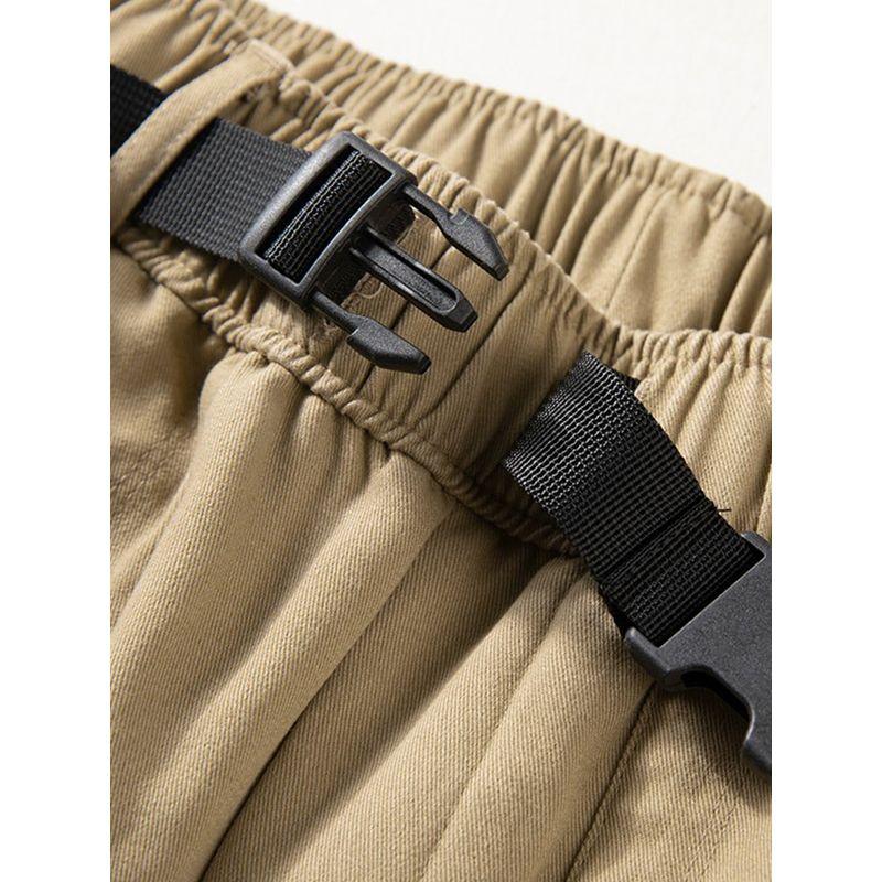 Cargo Pants Men's Winter Fleece-lined Thick Casual Trousers Bags Japanese-Style Retro Functional Thick Heattech Ankle Banded Pants Tide