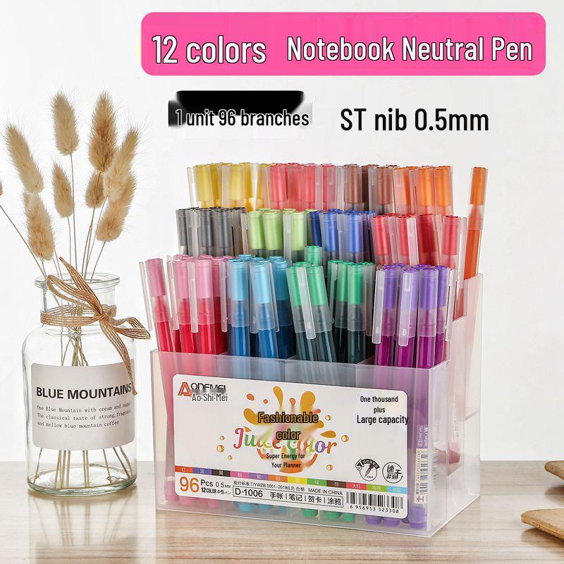 

96-Piece Journal Pen Set: 12 Colors, Large Capacity, 0.5mm Needle Tip for Students, Notes, Greeting Cards, Doodling, and More 96-piece Holder