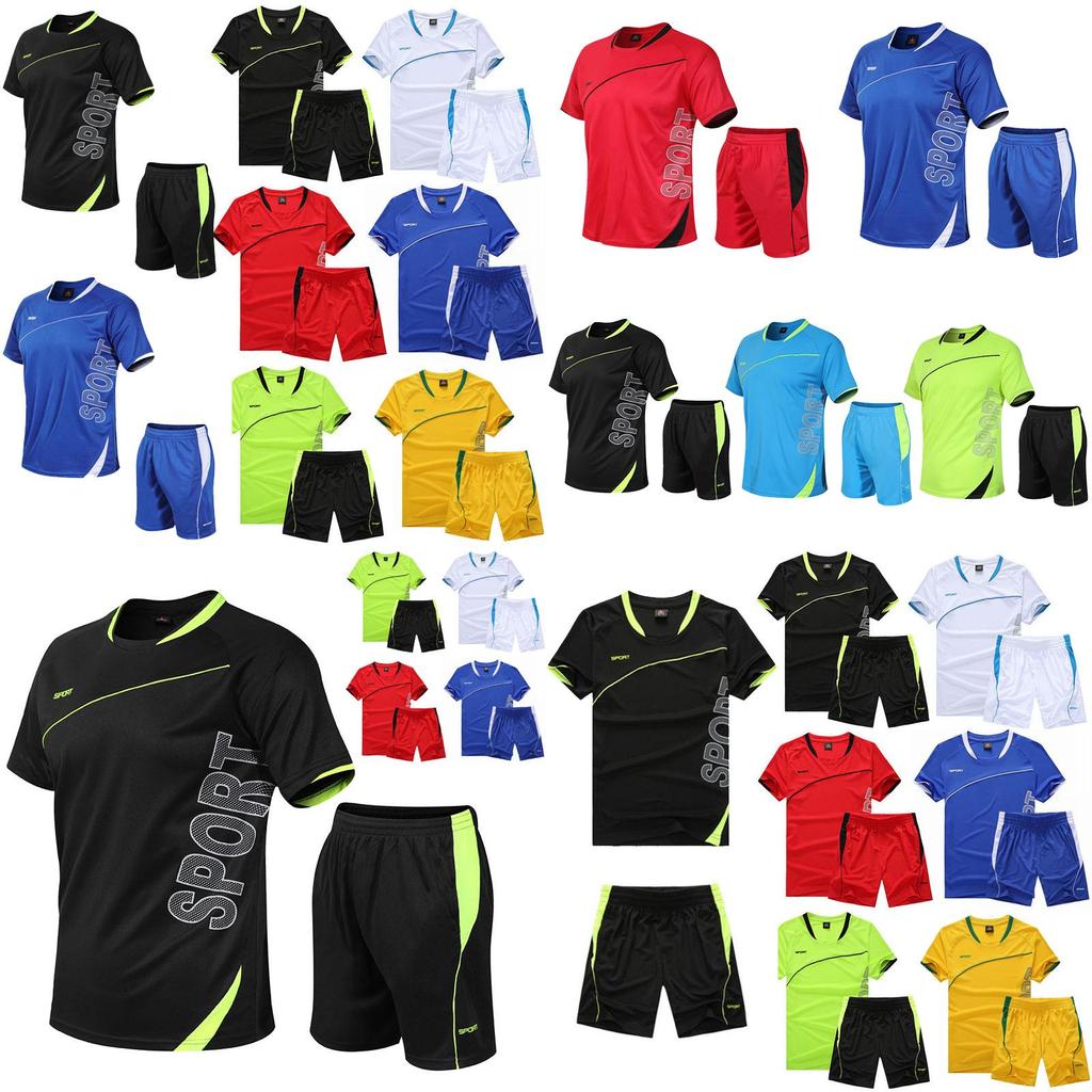 Sports Running Men Suit Quickdrying Short Sleeve Shirts Summer Gym Shorts