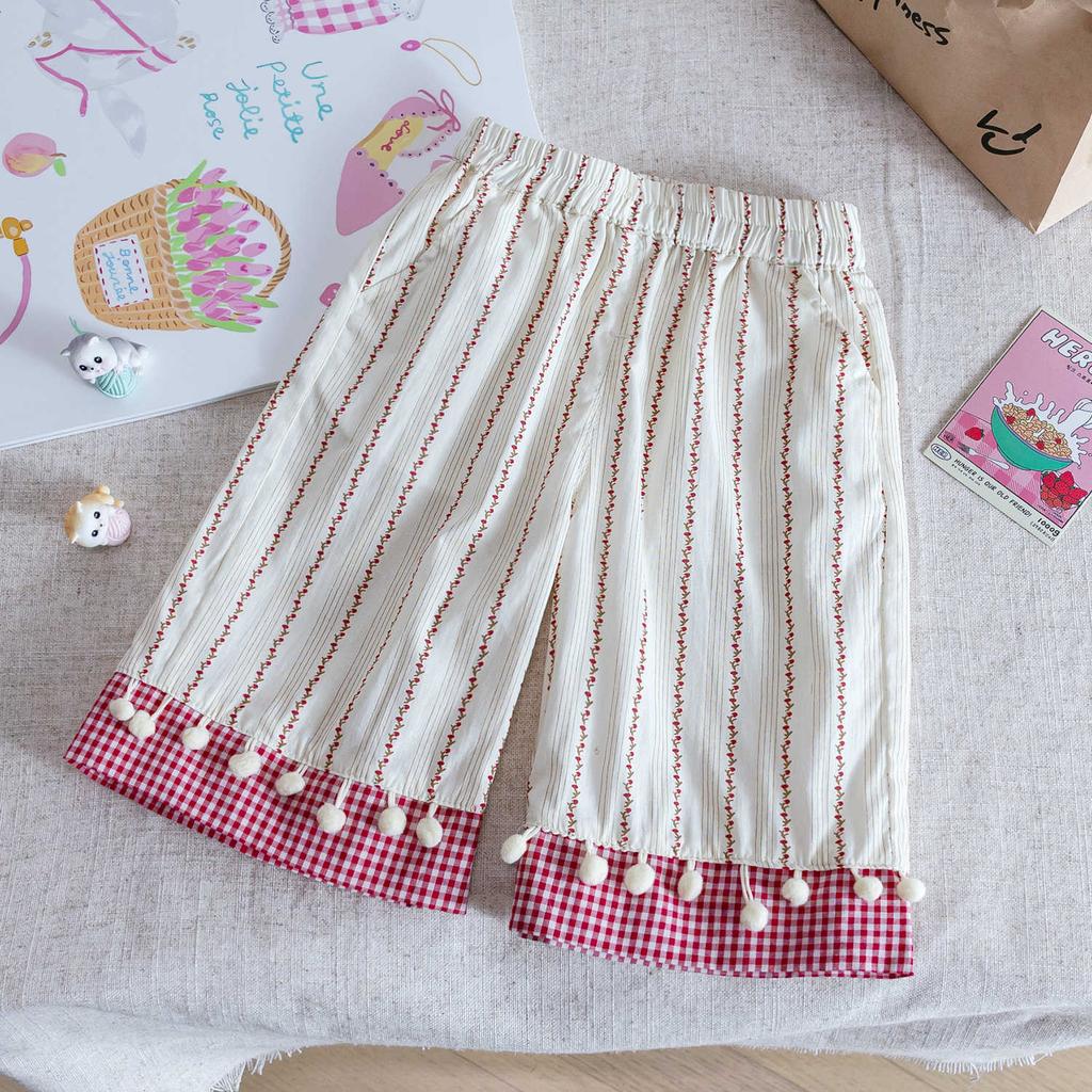 Girls Summer White Bow T-Shirt And Wide Leg Pants Set Baby Cotton Two Piece Outfit Trendy