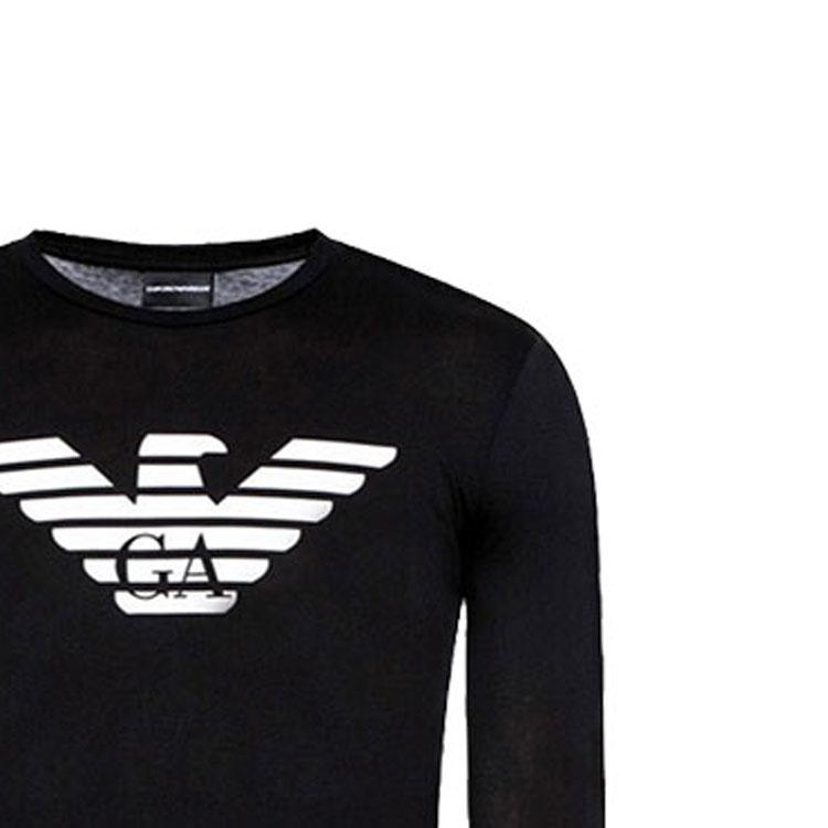 Emporio Armani FW21 Cotton Printed Long Sleeve T-Shirt Men Tops Black 8N1T64-1JPZZ-0999