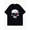 Oversized T Shirt Dress Black Skull With Pink Heart Print Casual Streetwear Style For Women