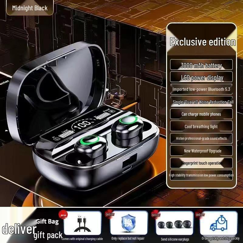 3D Deep Bass Wireless Bluetooth Headphones with Extended Battery & Charging Case for Huawei, Apple, OPPO, Xiaomi, Vivo