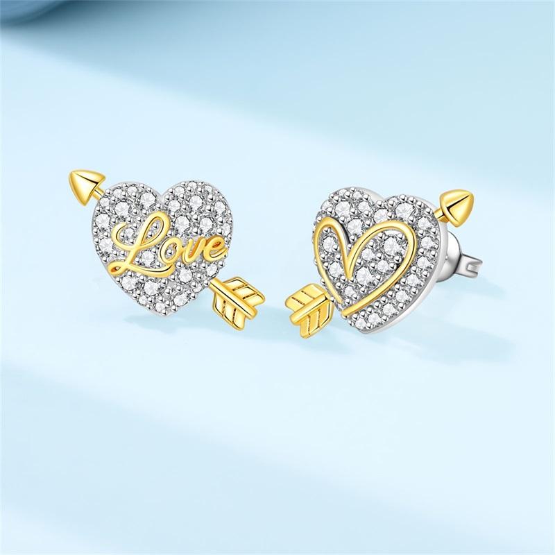 New 925 Silver Love Bow And Arrow Women Earrings Brilliant Wedding Engagement Star Earrings Jewelry Gift