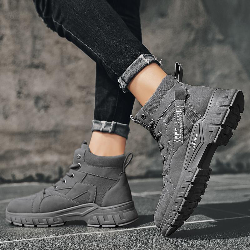

Autumn and winter medium and high-top canvas shoes Martin boots tooling shoes fashion casual shoes 44 сірий колір