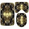 Luxury Black Gold Greek Key Meander Border Bath Rug Set Modern Geometric Ornate Bathroom Door Mat for Toilet Floor Carpet Decor