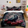 "Gothic Raven Rose Decor Set" Bedding Set with 1 Duvet Cover 2 Pillowcases Single Double King Queen, Gift