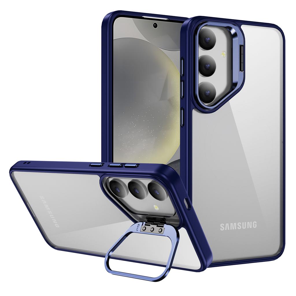 For Samsung Galaxy S25+ Case Lens Frame Kickstand TPU+Acrylic Protective Phone Cover