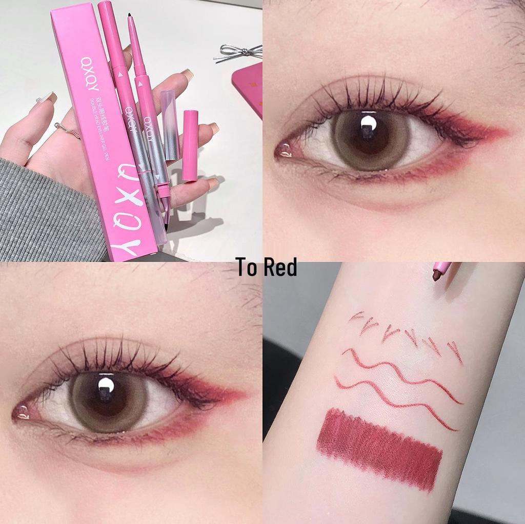 QXQY Dual-ended Eyeliner: Gel Pencil & Angled Brush, Ultra-fine, Waterproof, Sweatproof, Non-smudging, Under-eye Highlight.