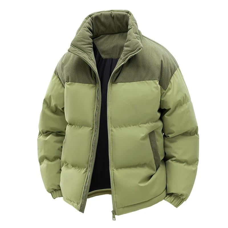 

Thickened Cotton Jacket for Men Winter Windproof Warm Hooded Coat Couple Casual Wear Outerwear XS зелений
