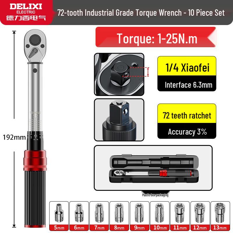 Delixi High-Precision Adjustable Torque Wrench Upgraded Long Handle