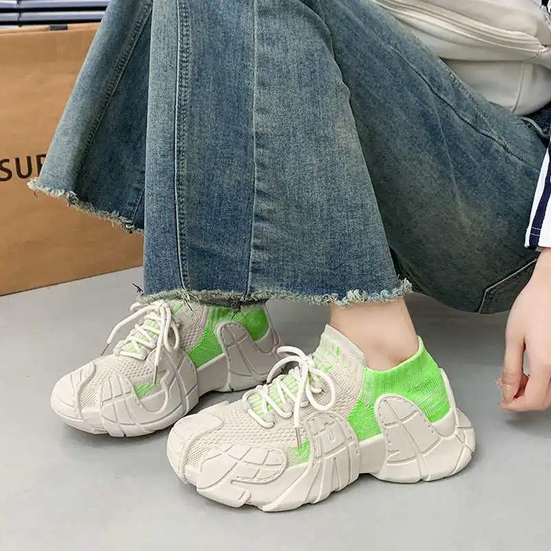 Fashion Thick-heeled Demi-season Fall Shoes Basketball Boots And Boots Women White Sneakers Womens Sports Womenshoes Order Tenks