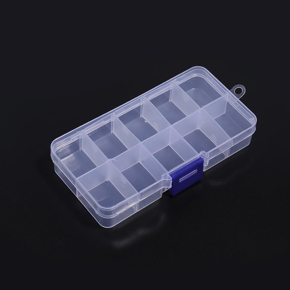 10-15 Grids Plastic Transparent Storage Box Square Adjustable Organizer with Cover for Jewelry Beading Compartment Storage Case