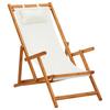Folding Beach Chair Solid Eucalyptus Wood and Cream Fabric