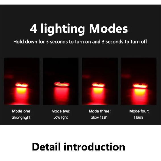 MTB Road Bike Rear Light USB Rechargeable LED Bike Tail Light Easy to Install Bicycle Warning Taillights for Night Riding Safety