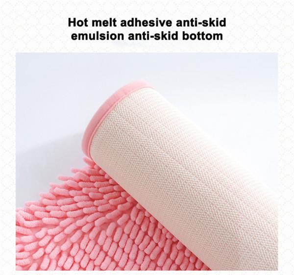 Chenille Bathroom Mat Non Slip Bath Mat Super Soft Absorbent Bathroom Rug Machine Washable Non-slip Fur Rug Coral Velvet Carpet
