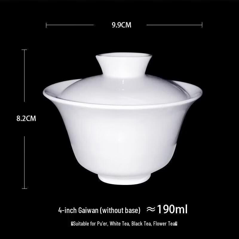 Chaoshan Pure White Ceramic Sancai Gaiwan Tea Bowl