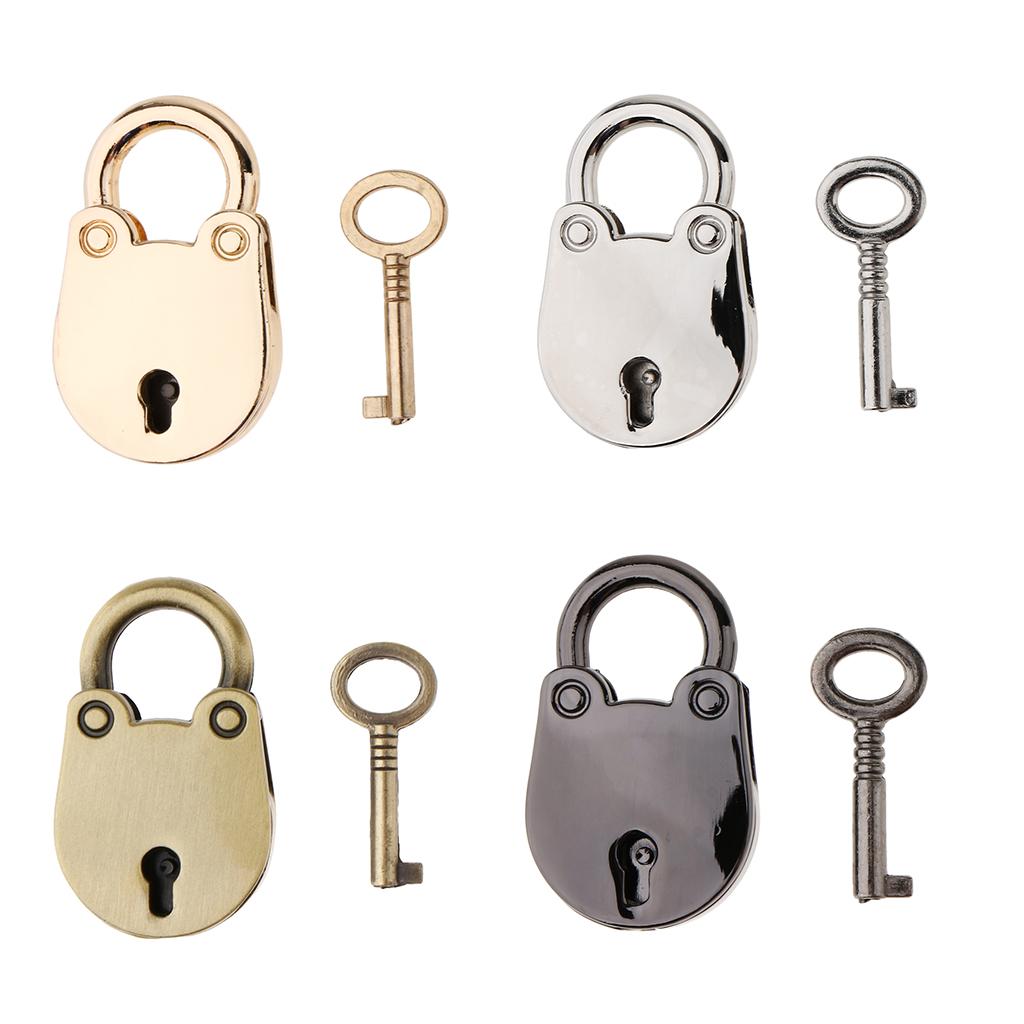 Vintage Metal Mini Cartoon Padlock Security Lock with Key for Suitcase Handbag Jewelry Box