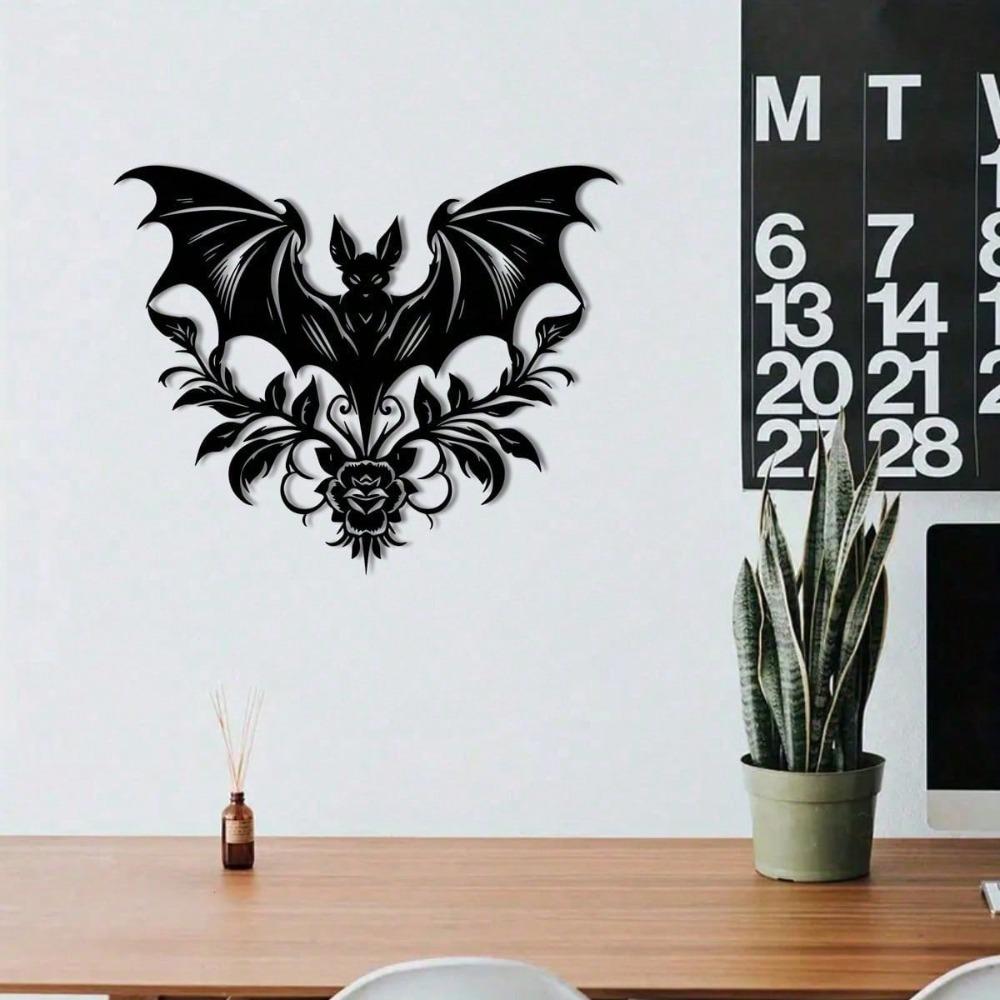 

Готическое настенное искусство из металла - декор в виде летучих мышей и роз для гостиной и спальни, идеальный подарок на Хэллоуин для любителей готического домашнего декора TY7251 разноцветный