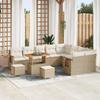 12-Piece Garden Sofa Set with Beige Cushions Synthetic Rattan Acacia, 3-Piece Garden Dining Set 3363216