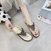 Summer Women's Sandals Clip Toe Female Fairy Wind New Rhinestone Bohemian Flat Bottom Beach Shoes Sandals Rubber Material