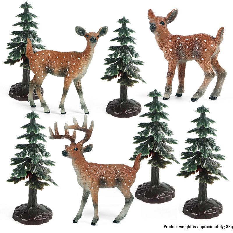 Miniatur-Dschungeltier-Simulationsspielzeug-Set: Reh, Fuchs, Eichhörnchen, Elch, Waschbär, Schwein, Kaninchen