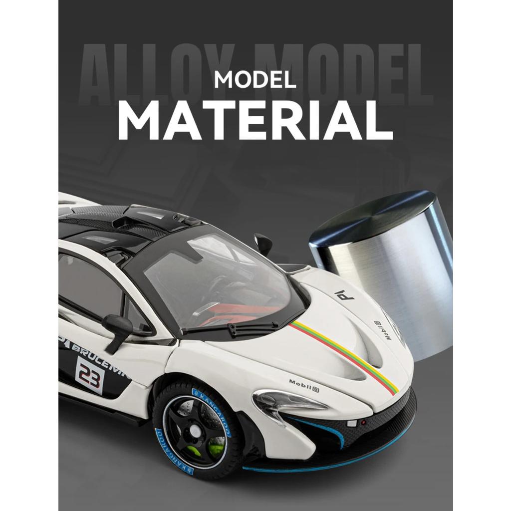 1/24 McLaren P1 GTR Supercar Alloy Diecast Model Car Sound and Light Pull Back Children's Toy Car Classic Ornaments Collection