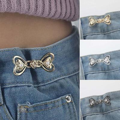 Alloy Tighten Waist Button Detachable No Sewing Required Jeans Button Adjuster Beautiful Heart Retractable Button
