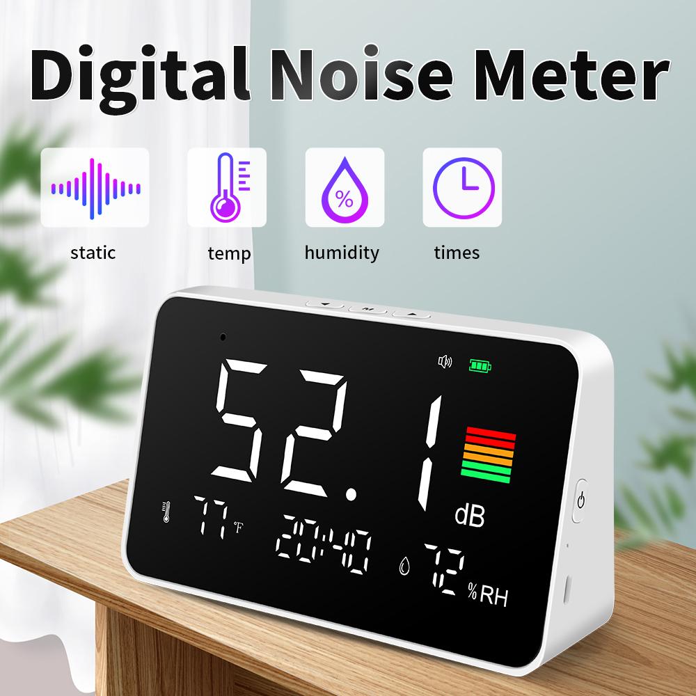Digital Sound Level Meter 30-130dBA Digital Noise Meter with Large LCD Screen Desktop Decibel Decibel Monitoring Tester