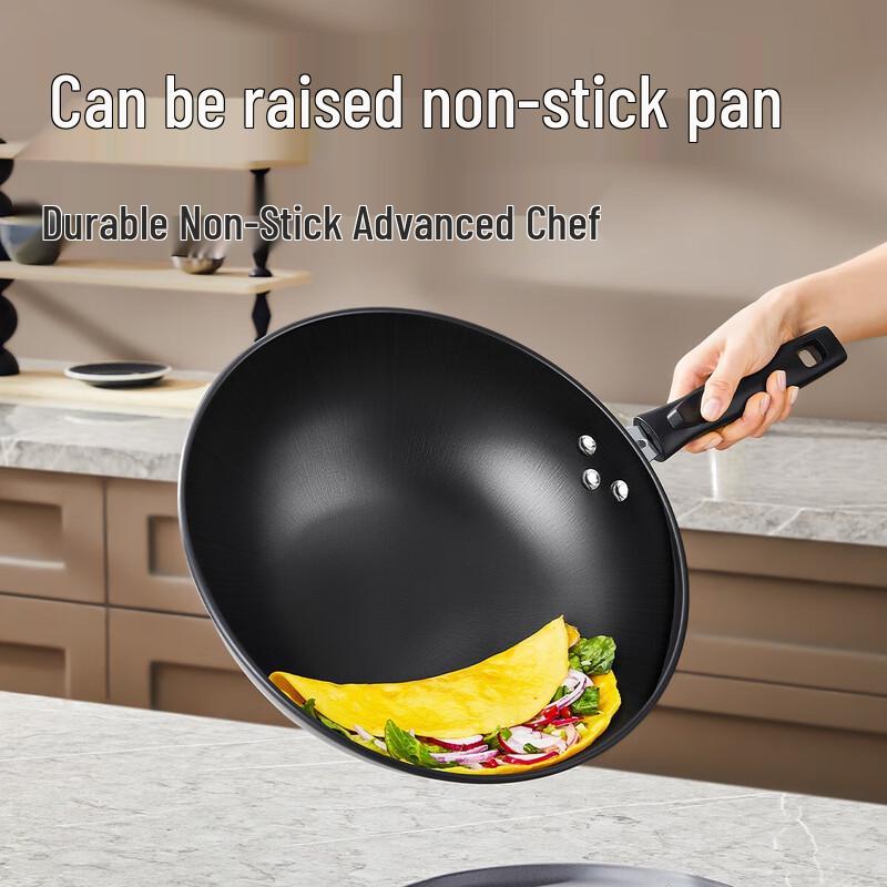 Chuidahuang Non-Coated Wrought Iron Wok with Lid
