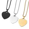 Mirror Finish Custom Engraved Heart Pendant Necklace, Stainless Steel