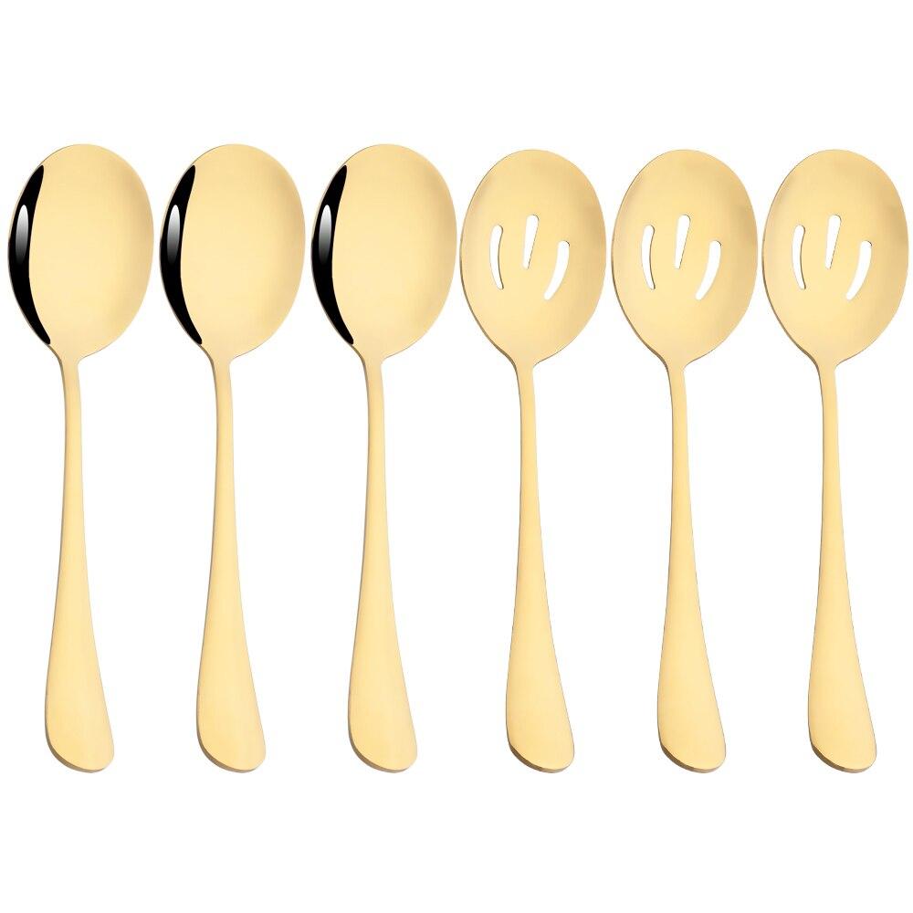 Sada zrcadlového nádobí Růže 3 ks servisní lžičky 3 ks servisní cedník Sada nádobí z nerezové oceli Sada nádobí pro večeři formou bufetu