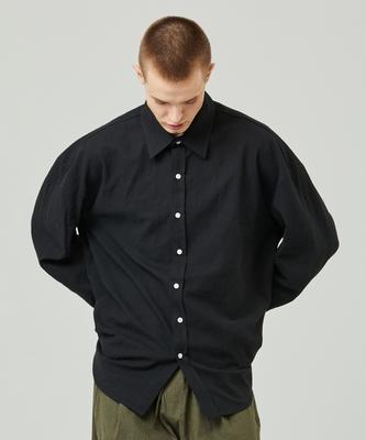 EASE Linen Shirt [Oversized Fit]_Black_Unisex